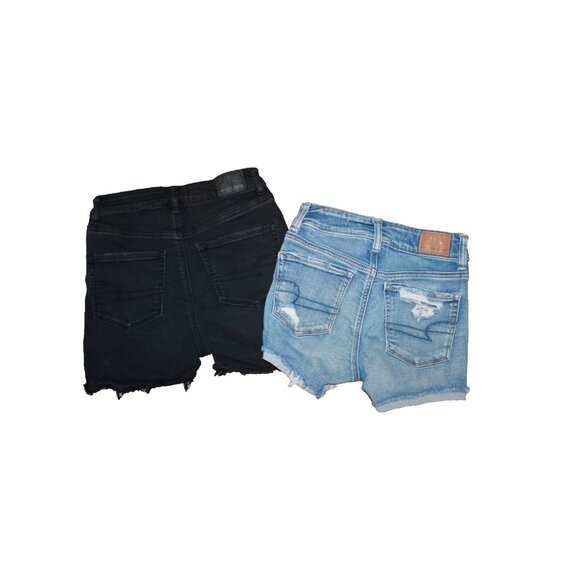 American Eagle Jean Denim Shorts Women's Size 00 Black & Blue Next Level Stretch - Picture 2 of 2